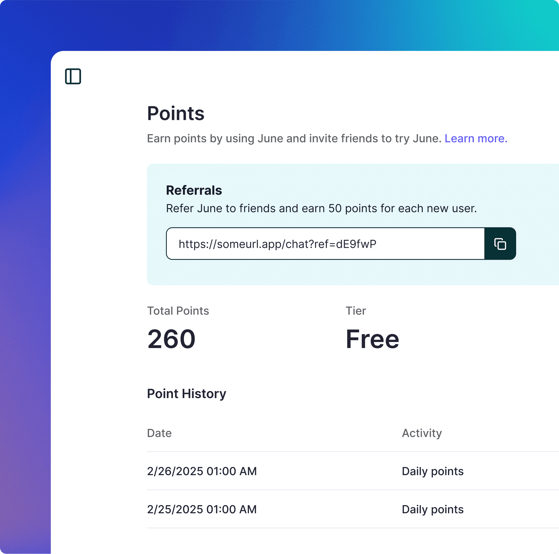 June points UI